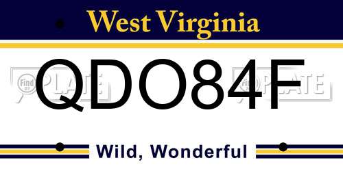 QDO84F West Virginia License Plate