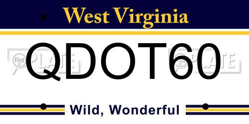 QDOT60 West Virginia License Plate