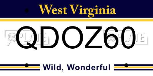 QDOZ60 West Virginia License Plate