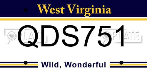 QDS751 West Virginia License Plate