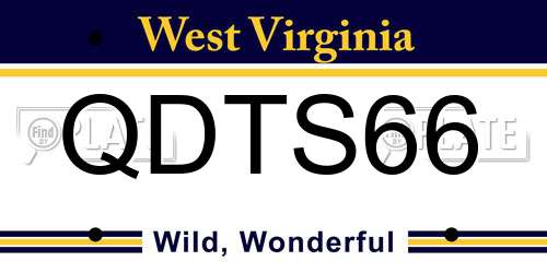 QDTS66 West Virginia License Plate