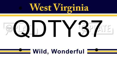 QDTY37 West Virginia License Plate