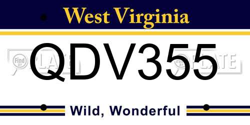 QDV355 West Virginia License Plate