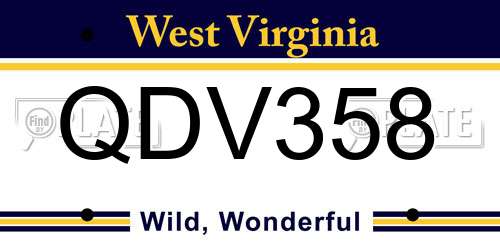 QDV358 West Virginia License Plate