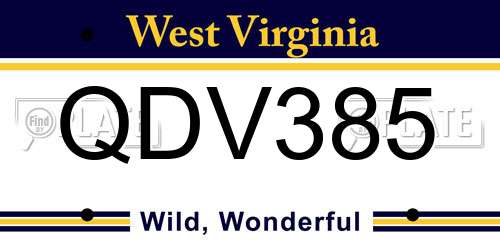QDV385 West Virginia License Plate