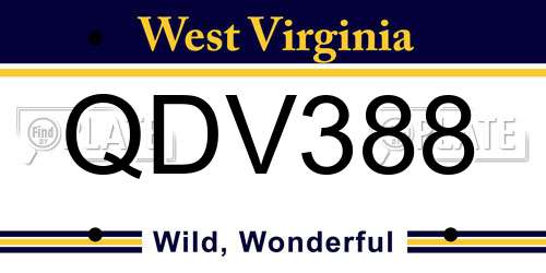 QDV388 West Virginia License Plate