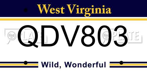QDV803 West Virginia License Plate