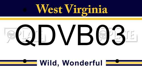 QDVB03 West Virginia License Plate