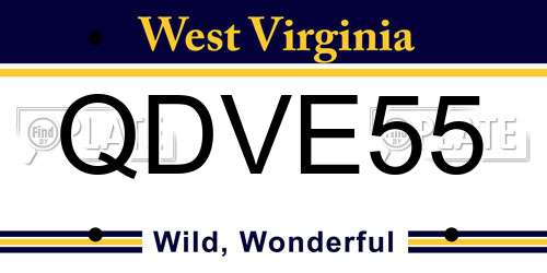 QDVE55 West Virginia License Plate