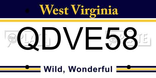 QDVE58 West Virginia License Plate