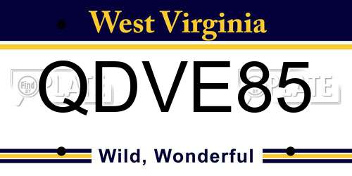 QDVE85 West Virginia License Plate