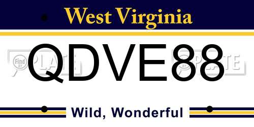 QDVE88 West Virginia License Plate