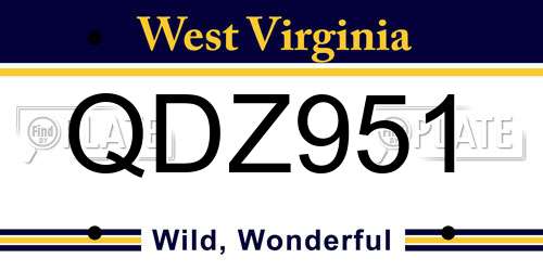 QDZ951 West Virginia License Plate
