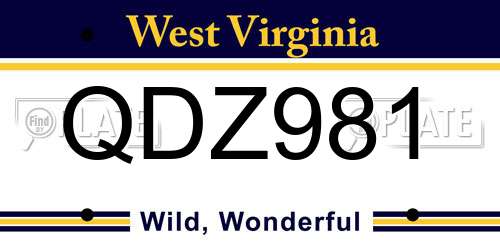 QDZ981 West Virginia License Plate