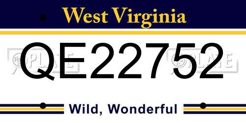 QE22752 West Virginia License Plate