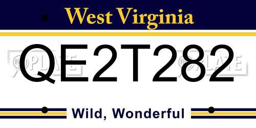 QE2T282 West Virginia License Plate