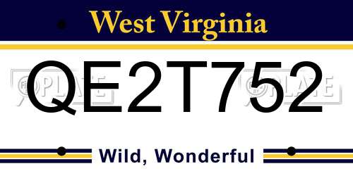 QE2T752 West Virginia License Plate