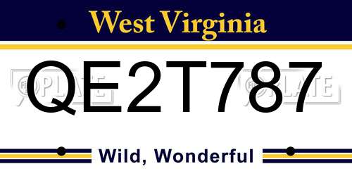QE2T787 West Virginia License Plate
