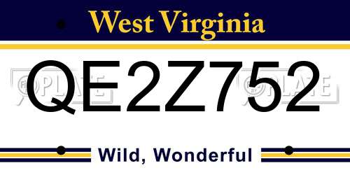 QE2Z752 West Virginia License Plate