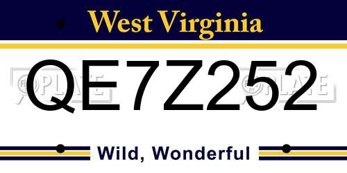 QE7Z252 West Virginia License Plate