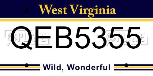 QEB5355 West Virginia License Plate