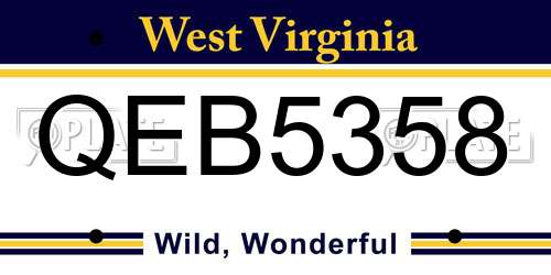 QEB5358 West Virginia License Plate