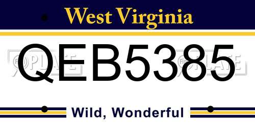 QEB5385 West Virginia License Plate