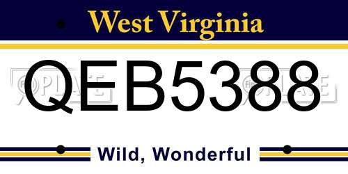 QEB5388 West Virginia License Plate