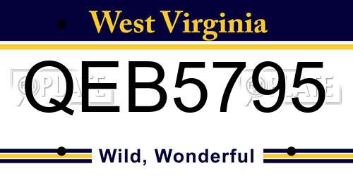 QEB5795 West Virginia License Plate