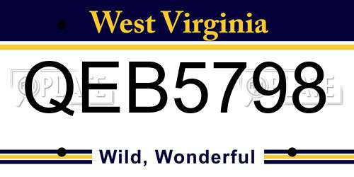QEB5798 West Virginia License Plate