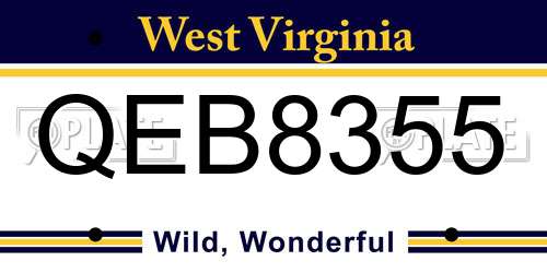 QEB8355 West Virginia License Plate