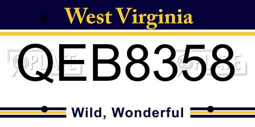 QEB8358 West Virginia License Plate