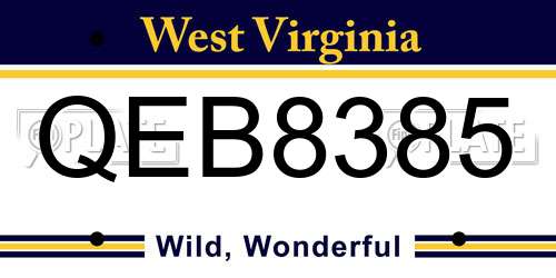 QEB8385 West Virginia License Plate