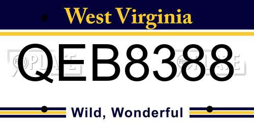 QEB8388 West Virginia License Plate