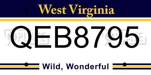 QEB8795 West Virginia License Plate