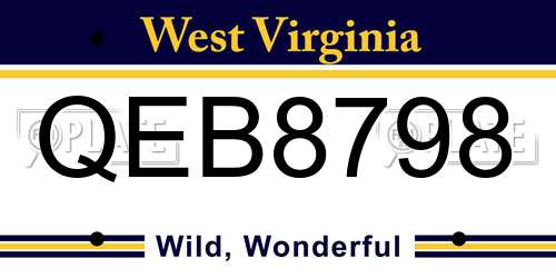 QEB8798 West Virginia License Plate