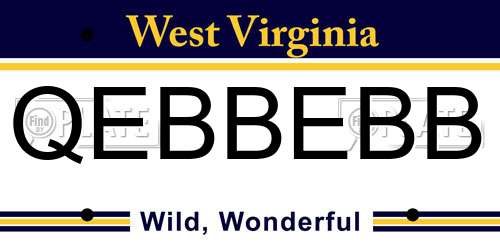 QEBBEBB West Virginia License Plate