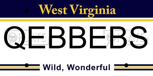QEBBEBS West Virginia License Plate