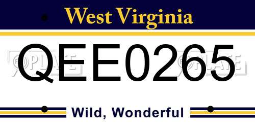 QEE0265 West Virginia License Plate