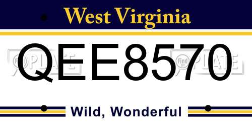 QEE8570 West Virginia License Plate