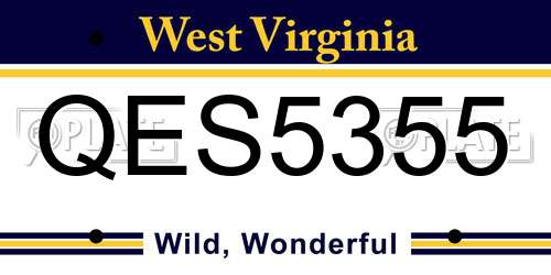 QES5355 West Virginia License Plate