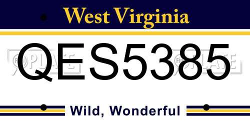 QES5385 West Virginia License Plate