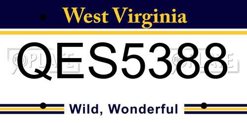 QES5388 West Virginia License Plate