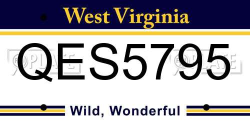 QES5795 West Virginia License Plate