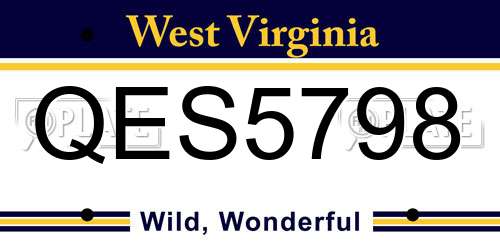 QES5798 West Virginia License Plate
