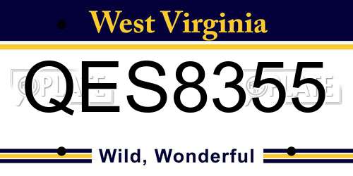QES8355 West Virginia License Plate