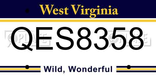 QES8358 West Virginia License Plate