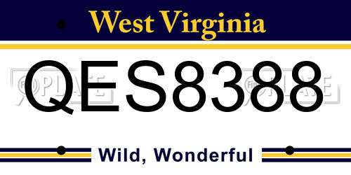 QES8388 West Virginia License Plate