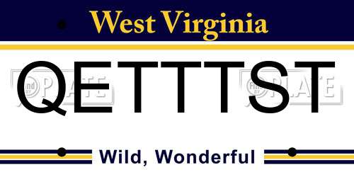 QETTTST West Virginia License Plate