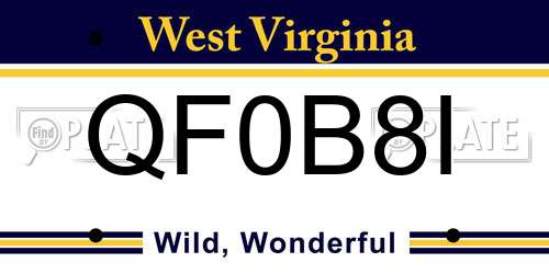 QF0B8I West Virginia License Plate